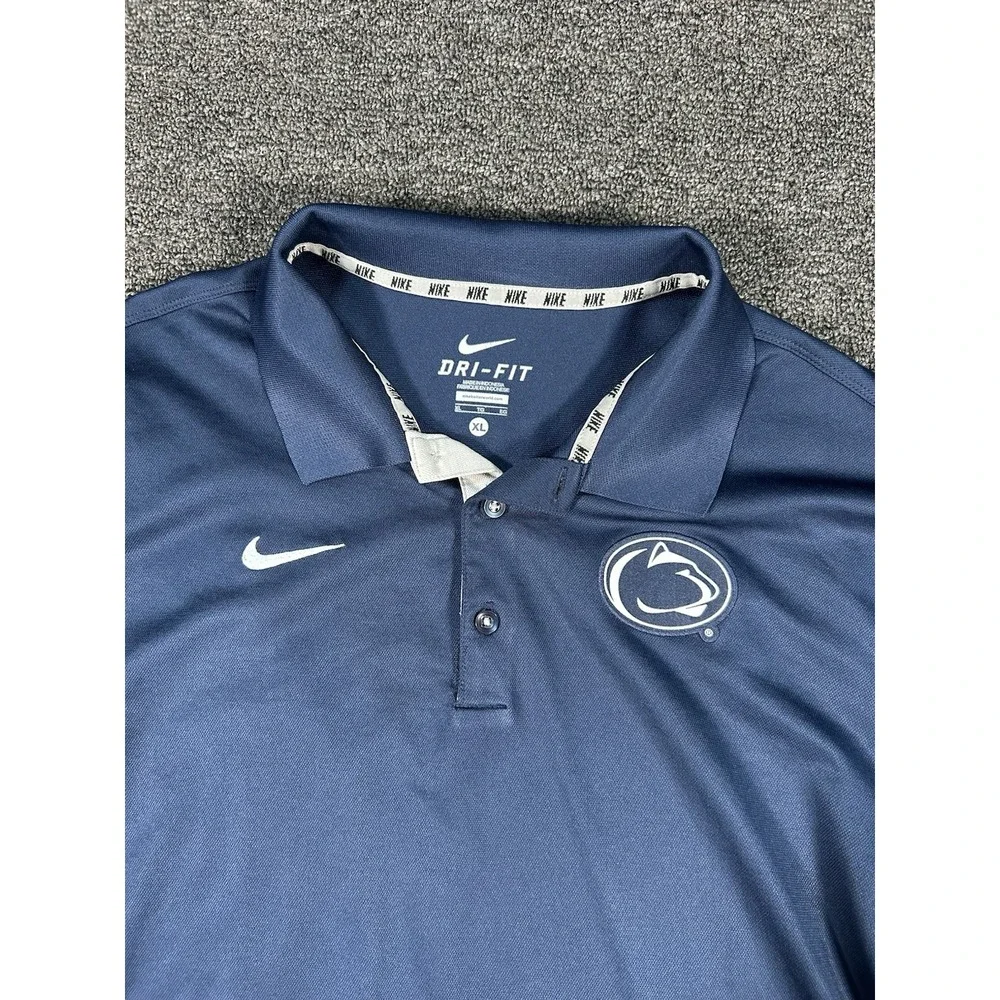 Nike Penn State Nittany Lions Polo Men's XL Navy Blue Dri Fit‎ Logo Golf